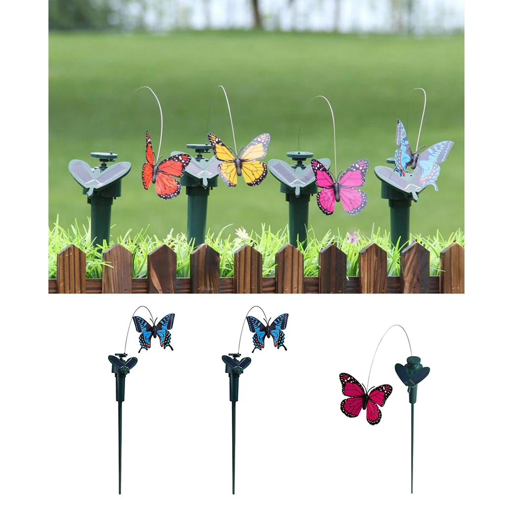 

3 Pieces Solar Fluttering Dancing Butterfly Stakes Garden Outdoor Lawn Decor