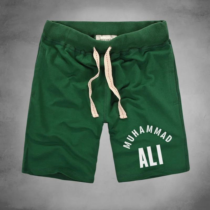 Летние мужские шорты для бодибилдинга MUHAMMAD ALI Новые повседневные хлопковые