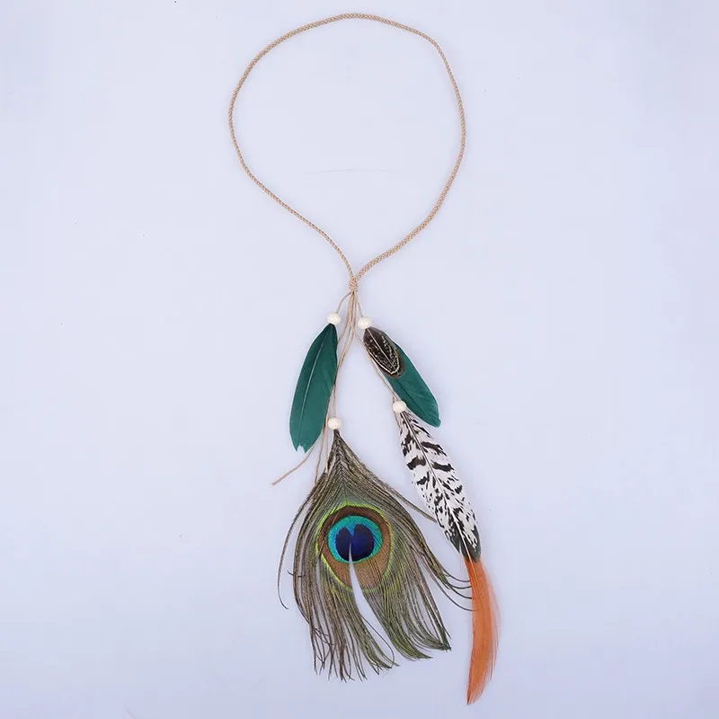 Женская повязка на голову с цветными перьями и бусинами|hair jewelry accessories|hair jewelryjewelry