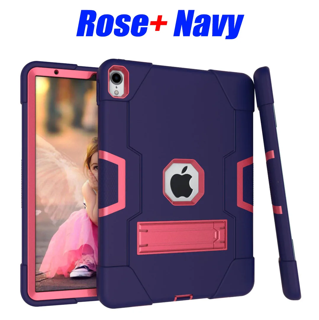 Rose Navy Сверхпрочный Силиконовый ТПУ+ ПК Жесткий гибкий защитный чехол-подставка для iPad Pro 11 дюймов ударопрочный+ защита для экрана ID702 - Цвет: Rose Navy