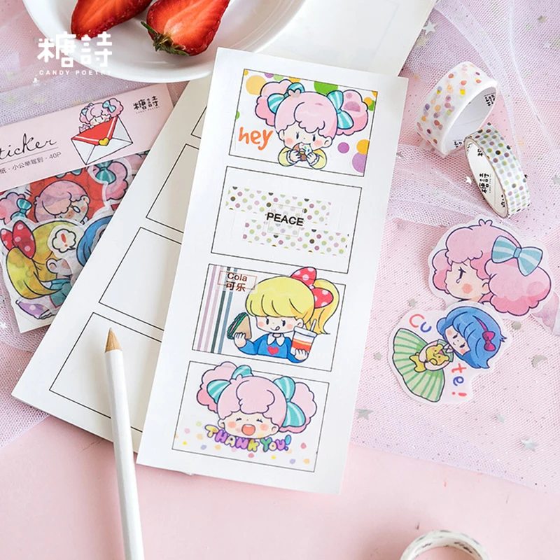 40 шт./лот Kawaii серия для девочек дневник наклейки милые детские игрушки