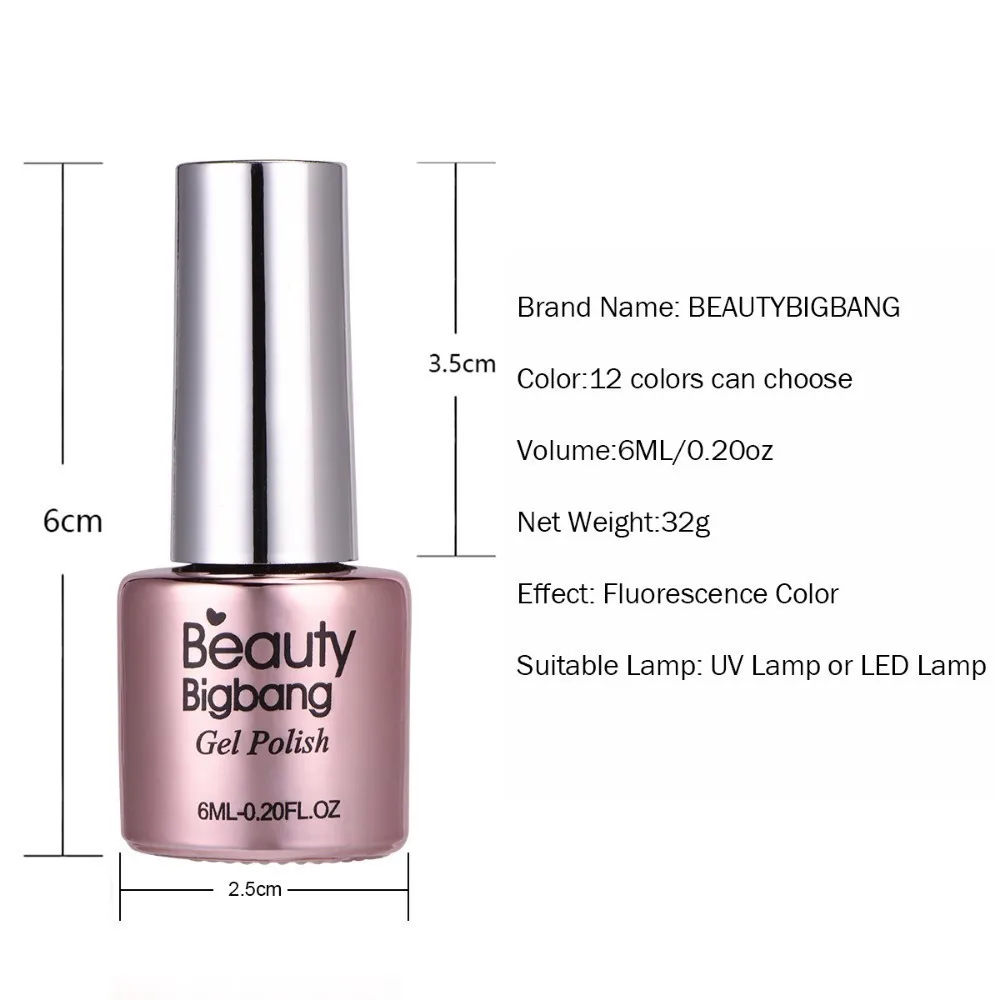 Beautybigbang светятся в темноте 12 Цветов ногтей неоновый гель лак для Гель