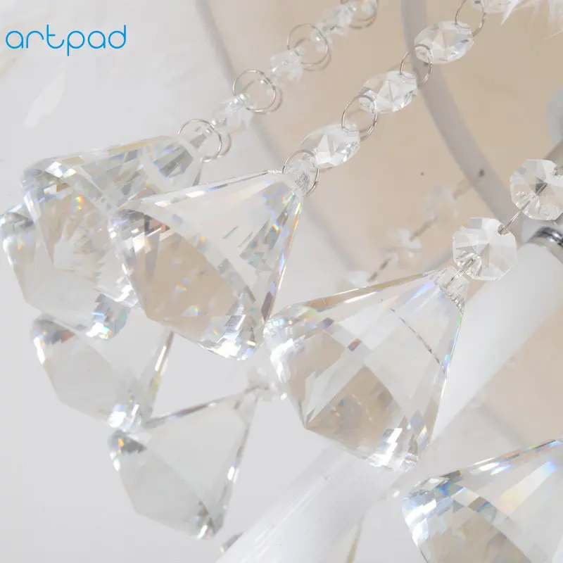 Современная Белая обувь с украшением в виде кристаллов перо абажур E27 E26 База