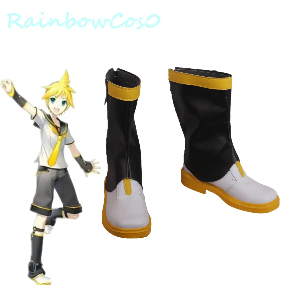 Обувь для костюмированной вечеринки rainbowco0 VOCALOID 3 Kagamine Len Boots Game Anime Хэллоуина и