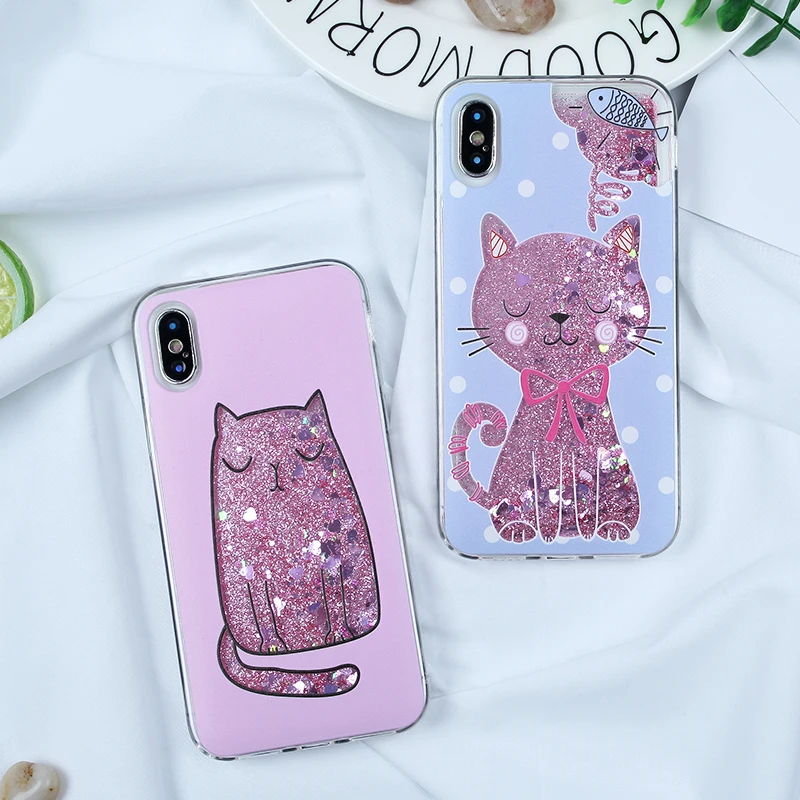 Блестящий Жидкий чехол для iPhone 8 Plus зыбучий песок Единорог Блестки X SE 5 5S 6 6S 7