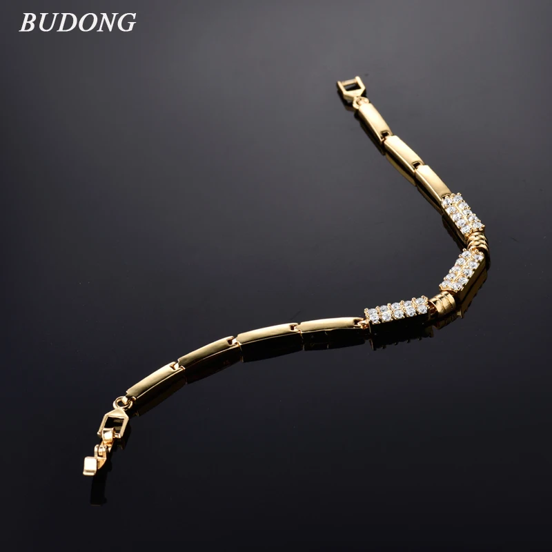 BUDONG 18cm Fashion Women Bracelet Vintage Bracelets for Silver/Gold Color Cubic Zirconia Bangle XUL019 | Украшения и аксессуары