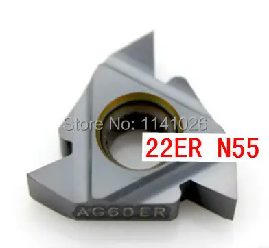 Твердосплавные вставки для резьбы 22ER N55, 55 градусов, вставка для внешнего резьбы, индексируемая токарная вставка для резьбового держателя токарного станка, 22ER AG55