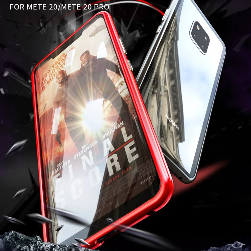 Magnetic Adsorption Case for Huawei P30 P20 Mate 20 Pro Transparent Glass Back Cover Metal Frame Bupmer Protective Coque |