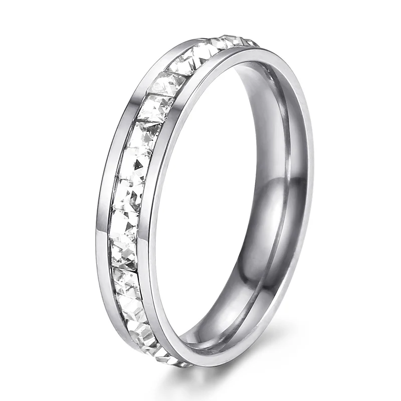 Silver KR171 Серебро/розовое золото кубический циркон кольца для мужчин и женщин кольцо из нержавеющей стали обручальное кольцо подарки на день Святого Валентина 4 мм KRM43 - Цвет основного камня: Silver KR171