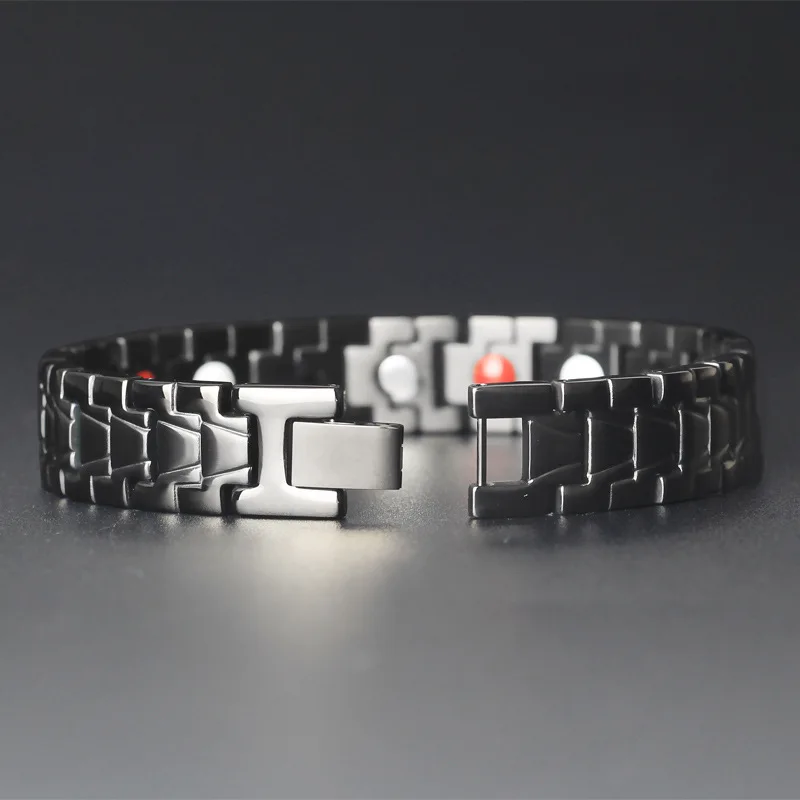 

Fashionable popular health-care ornament magnet men's titanium steel hand-chain wide-simple personality stainless steel jewelry