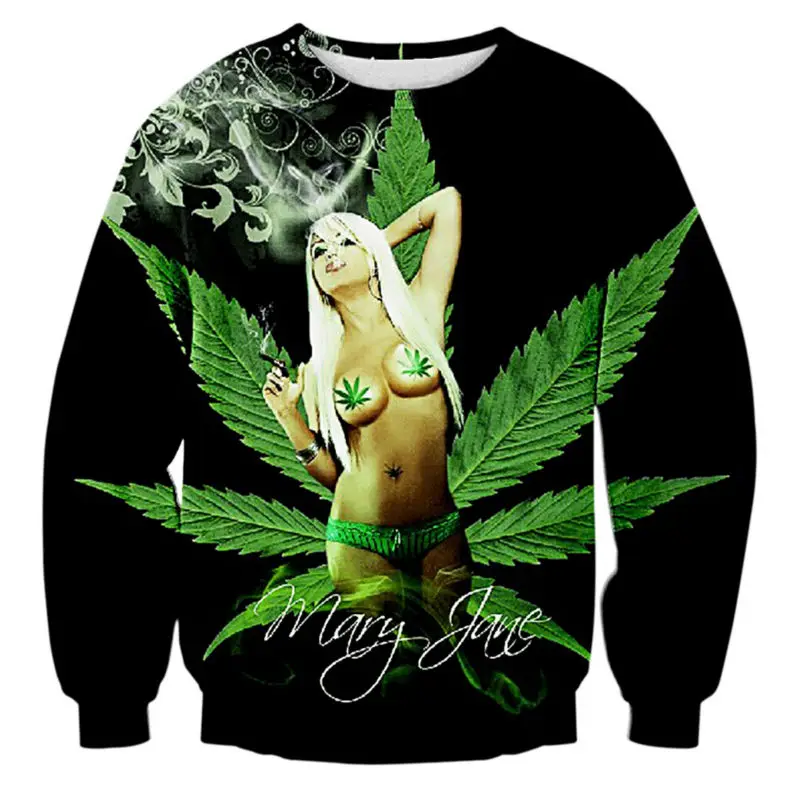 Mary Jane 01 Плохо! 3D Mary Jane Smoke Weed реалистичные печатные мужские толстовки свитер джемпер Топы для унисекс Спортивная одежда плюс размер 5XL - Цвет: Mary Jane 01
