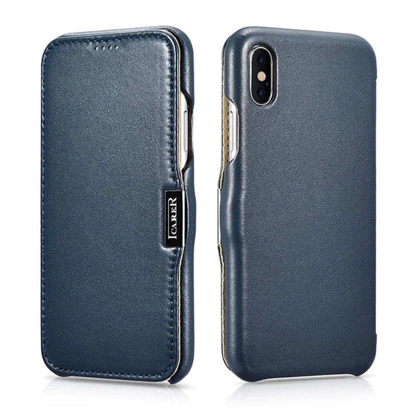 Оригинальный чехол ICARER из натуральной кожи для iPhone XS MAX роскошный флип XR/XS MAX/X