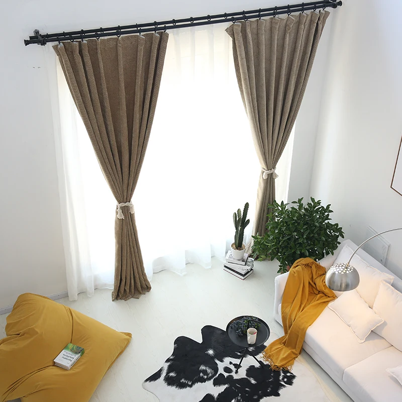 Шторы блэкаут в японском стиле из шенилла полоску для гостиной современные