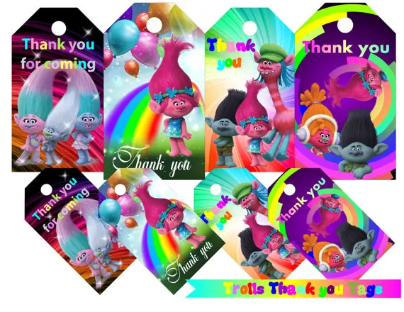 С героями мультфильма тролли брелок металлический с Спасибо Теги Тролли