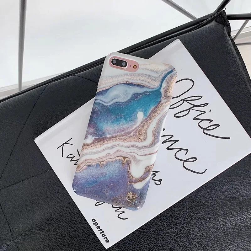 JIBAN Fashion Blue Star River Marble Cases For Iphone XS Max XR Matte Hard Plastic Back Cover for 6 6s 7 8 Plus Capa |