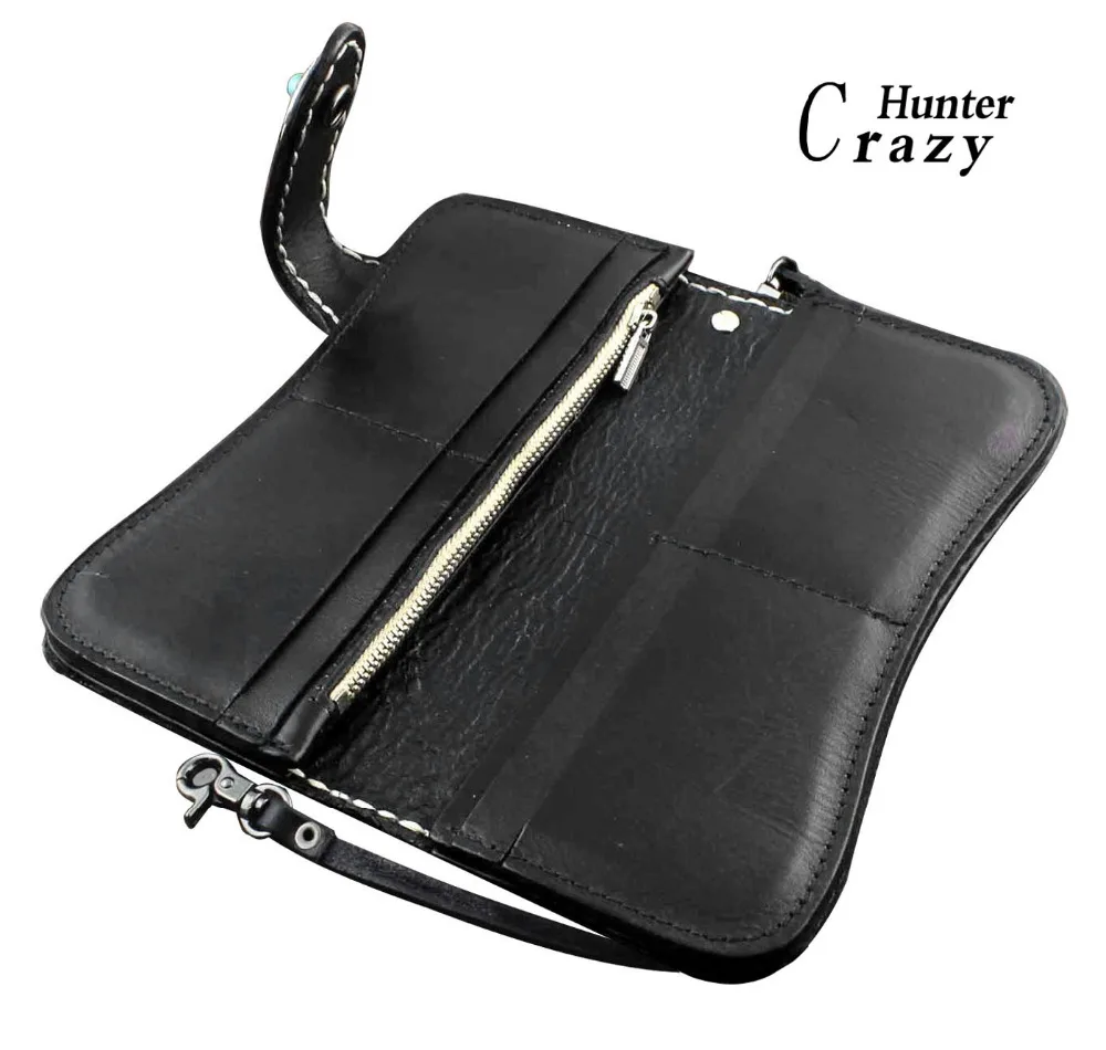 Мужской винтажный Байкер водитель грузовика ручной работы длинный кожаный