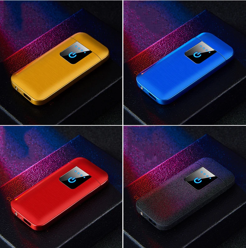 Плазменная usb-зажигалка с сенсорным переключателем, зажигалка для сигарет для курения, Электронная зажигалка с выгравированным именем, супертонкая зажигалка