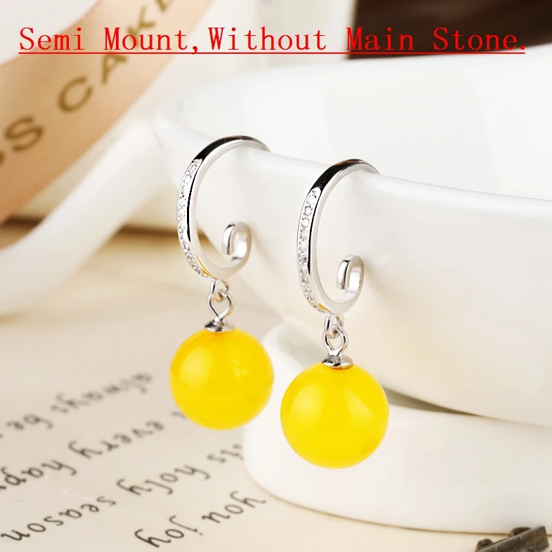 925 Sterling Silver Hook Earrings Crystal Women 5mm6mm7mm8mm9mm10mm Round Bead or Pearl Semi Mount Wholesale | Украшения и