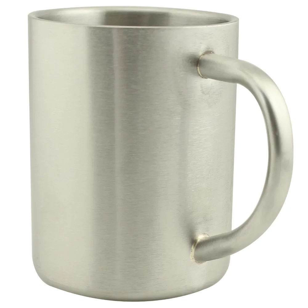 Кружка из нержавеющей стали с двойными стенками 250 мл ручкой качественная