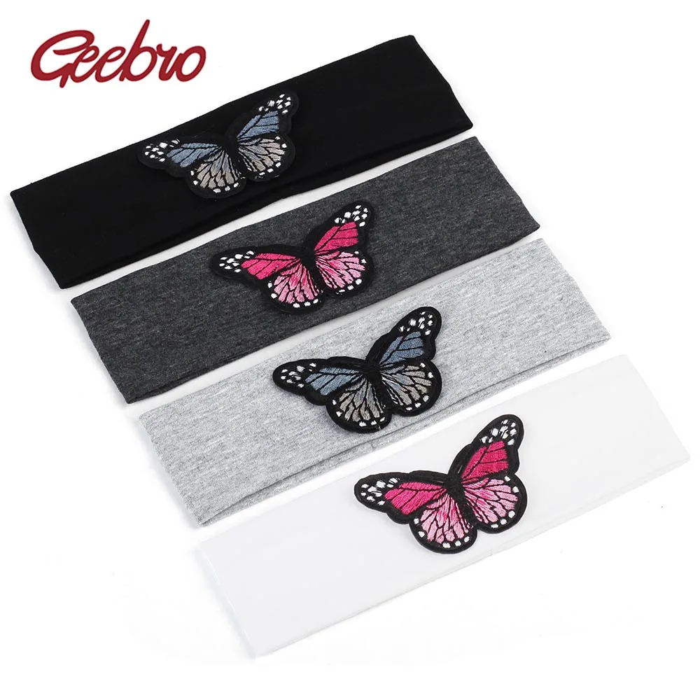 

Geebro Baby Girls Hair Band Kids Butterfly Headband Children Headwear Cotton Turban Flat Elastic Hairband Hair Accessories DT723