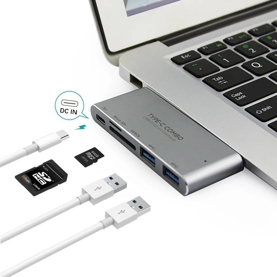 Высокоскоростной usb-разветвитель Type-C с 2 портами USB 3 0 TF/SD кард-ридер PD-Power