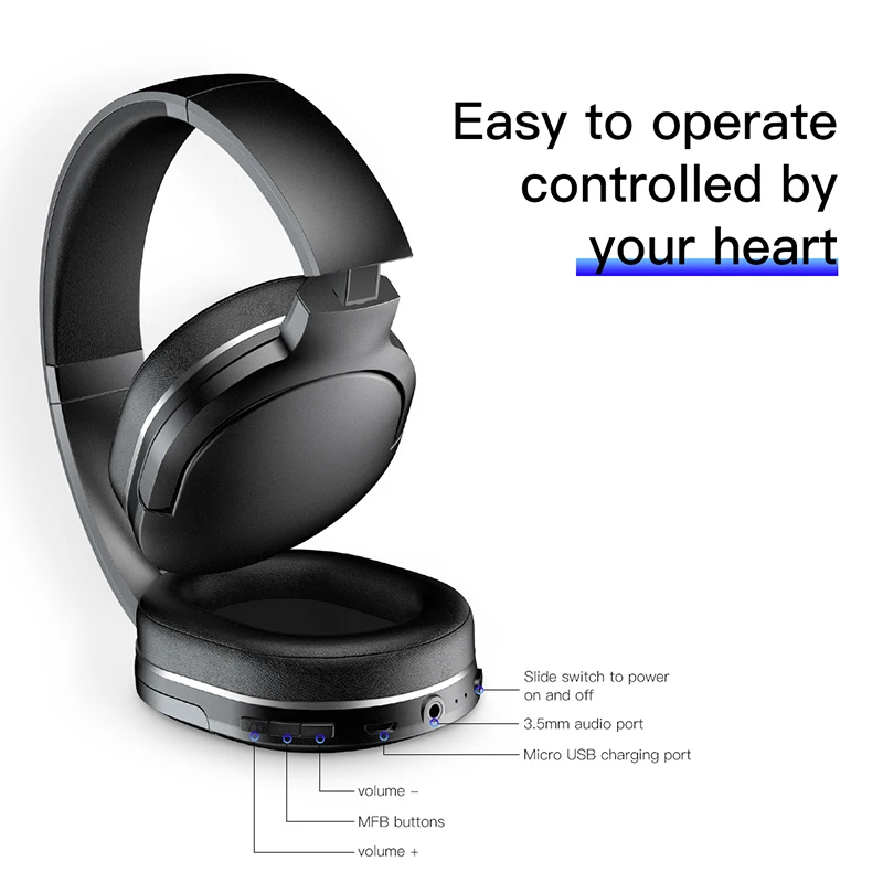 Беспроводные Bluetooth наушники Baseus складные музыкальные стереонаушники с басовым