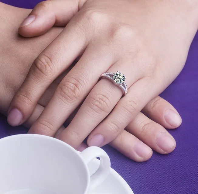 

2CT Solid Gold 14Karat Round Fine Diamond Women Engagement Ring Elegant Bride Finger Jewelry Brilliant Forever