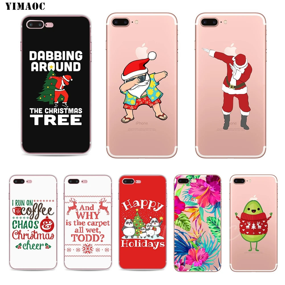 YIMAOC Santa Claus Christmas happy holidays Soft TPU Silicone Case for Apple iPhone 8 7 6 6S Plus X 5 5S SE XS Max XR |