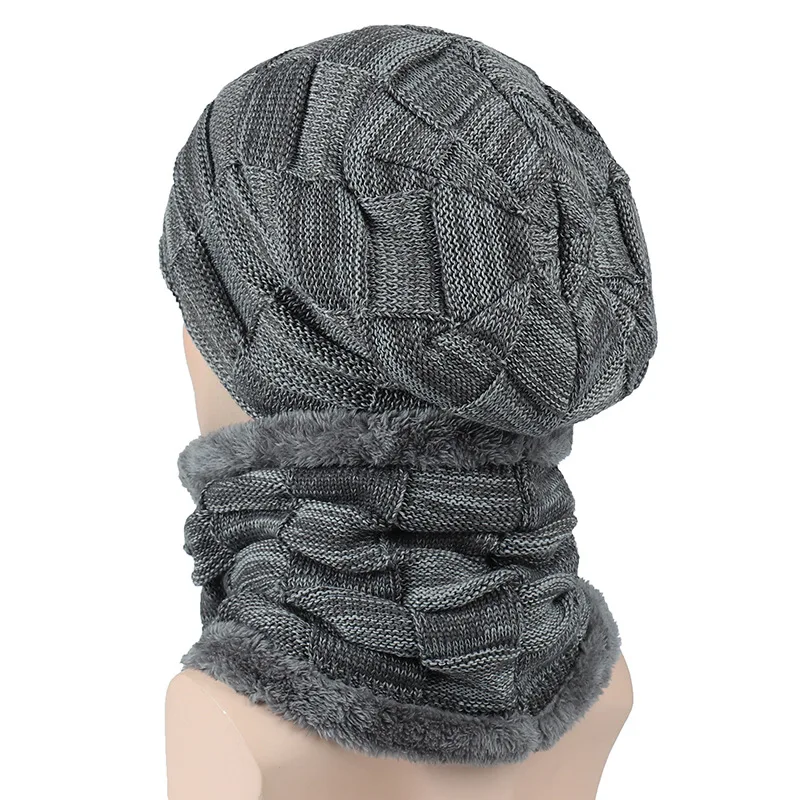 Зимние шапочки шапка шарф набор Skullies Beanies мягкие теплые Мешковатые с черепом