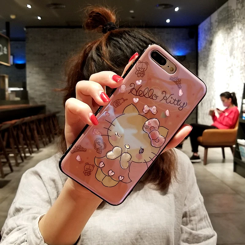 Чехол для iPhone 8 plus с милым рисунком котенка мягкий чехол X 6 S 6splus 7 + ремешок |