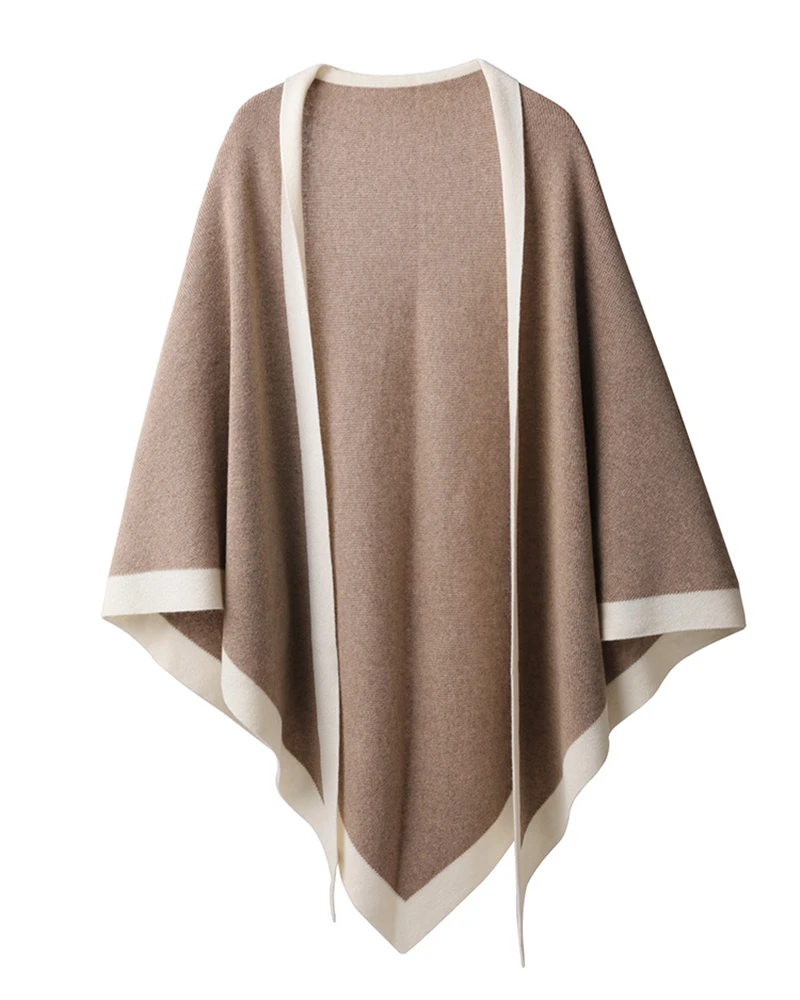 Высококачественный 100% кашемир вязаный женский модный большой платок плащ пончо