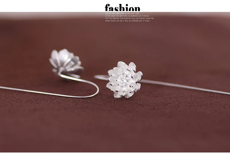 Женские серьги цветок лотоса из стерлингового серебра 925 пробы ювелирные изделия