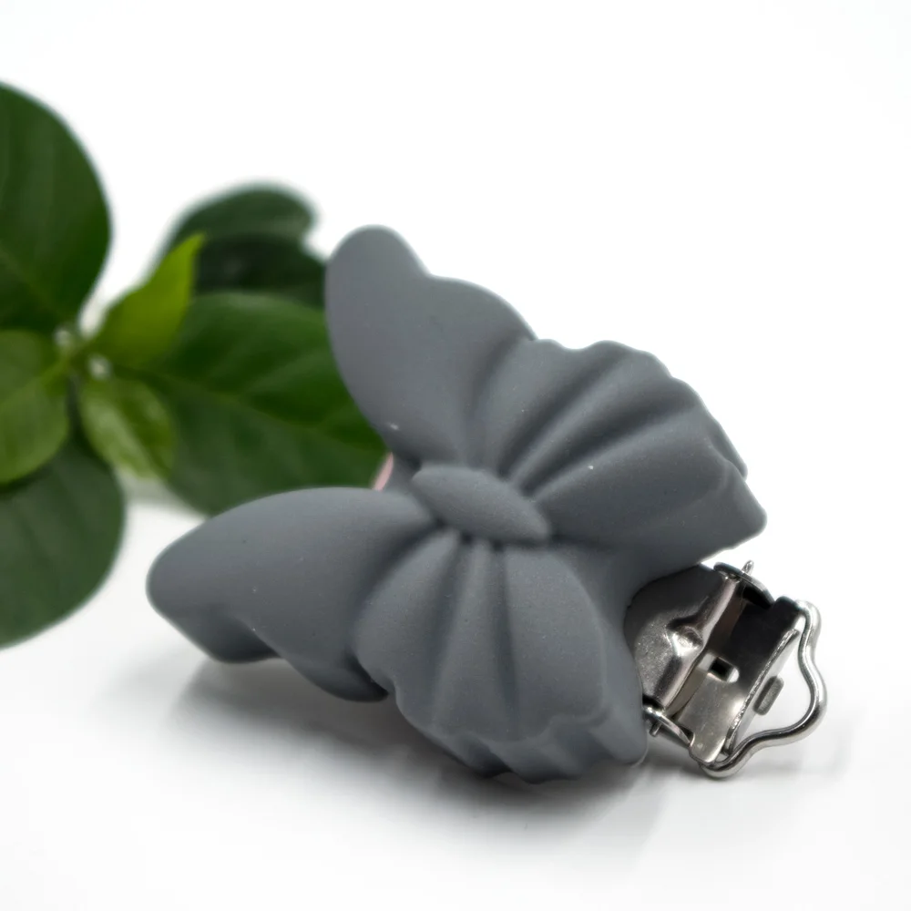 Dim Gray 3 шт Butterly силиконовый для детей для прорезывания зубов пустышка зажим пустышка детская цепочка для прорезывателя держатель младенческой Уход игрушка BPA бесплатно Прорезыватель Mordedor - Цвет: Dim Gray