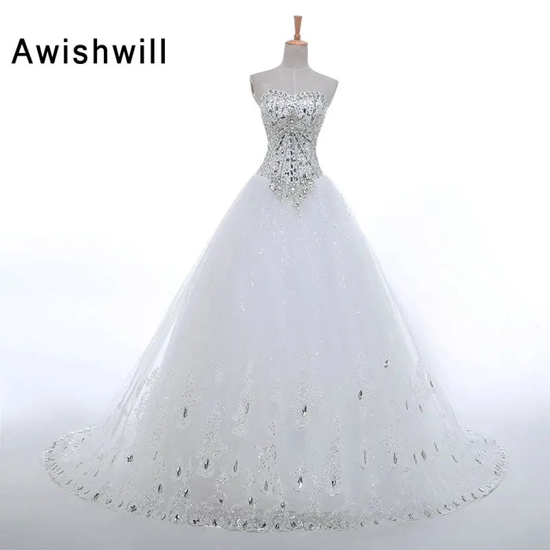 Vestido de Noiva Real Photo Sweetheart Neck Lace-up Back Beads Rhinestones Chapel Train A Line Bridal Gowns Cheap Wedding Dress | Свадьбы и