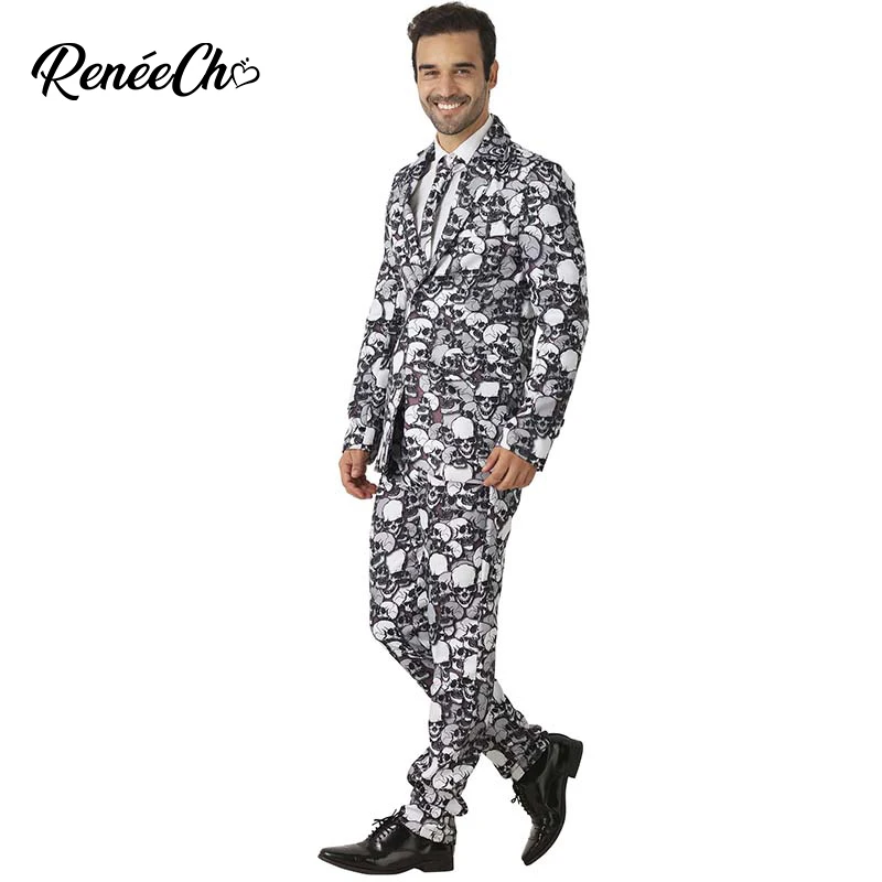 Crazy Suit костюм на хэллоуин для взрослых мужской скелет Skulleton участия в