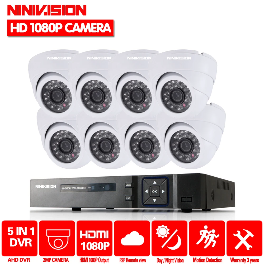 NINIVISION домашний HD 1080P HDMI 8CH система безопасности AHD dvr CCTV комплект 8 канальный