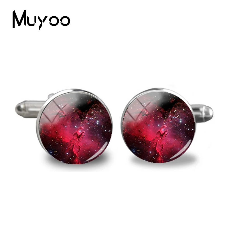 Новинка 2018 запонки в виде Красной туманности Галактики космонавта свадебные