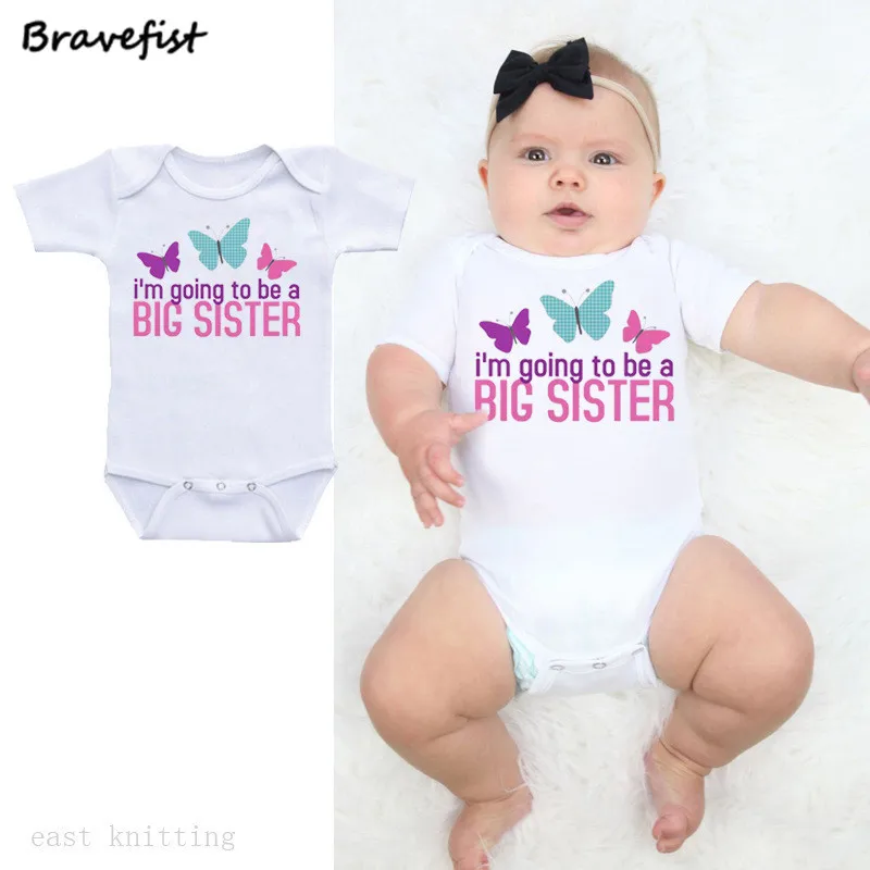 Летняя одежда для новорожденных боди Прекрасных Бабочек Big Sister (старшая сестра)