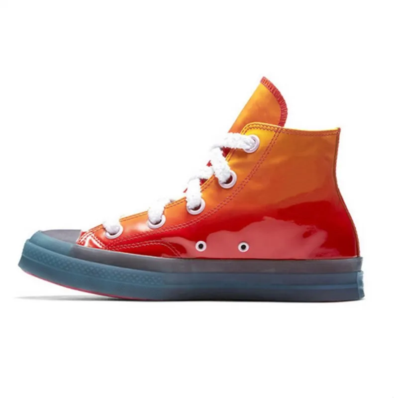 

New chic patent leather canvas shoes ladies round head candy color transparent jelly shoes ladies fashion flat casual shoes wome