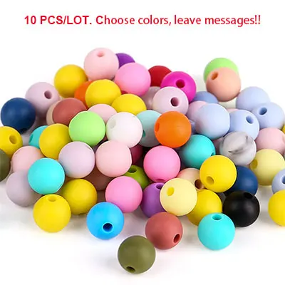 10 PCS Mix Color 10 шт. 12 мм Силиконовые Прорезыватели для зубов Детские Прорезыватель для зубов соски бусы-клипсы пищевой силиконовый без бисфенола А самодельная цепочка аксессуары - Цвет: 10 PCS Mix Color