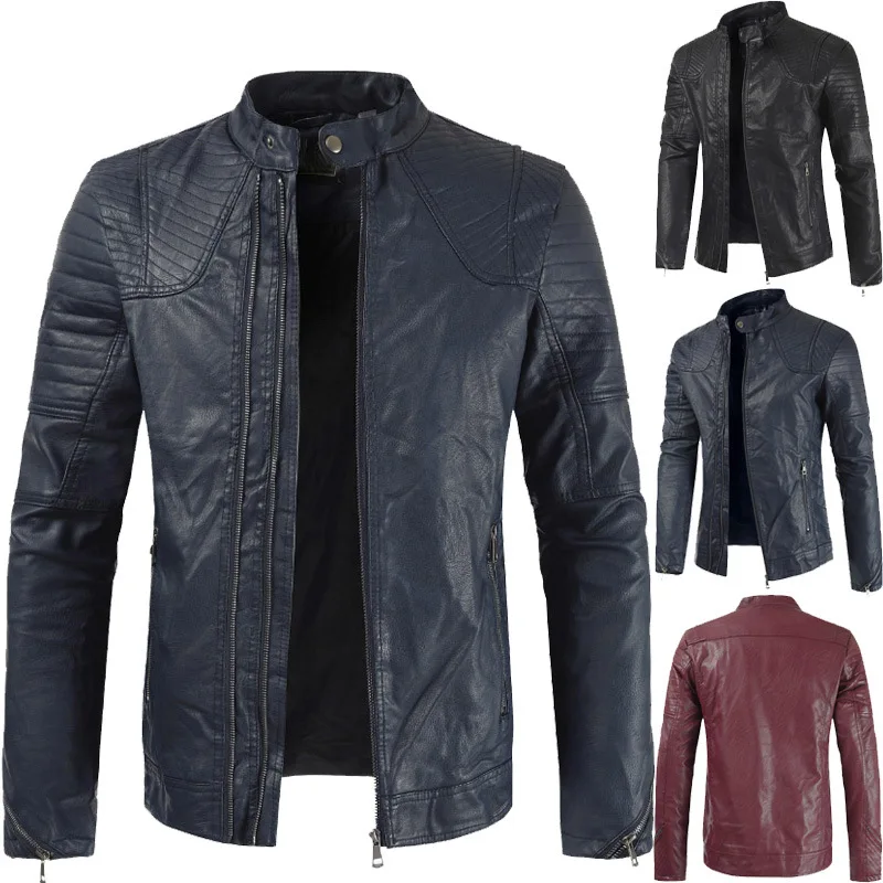 2019 г. Весенние новые модные из искусственной кожи Для мужчин куртка мытья тонких