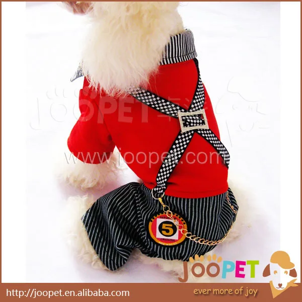Мода красный 100% хлопок собака комбинезон полоса одежда для питомцев джинсы щенок