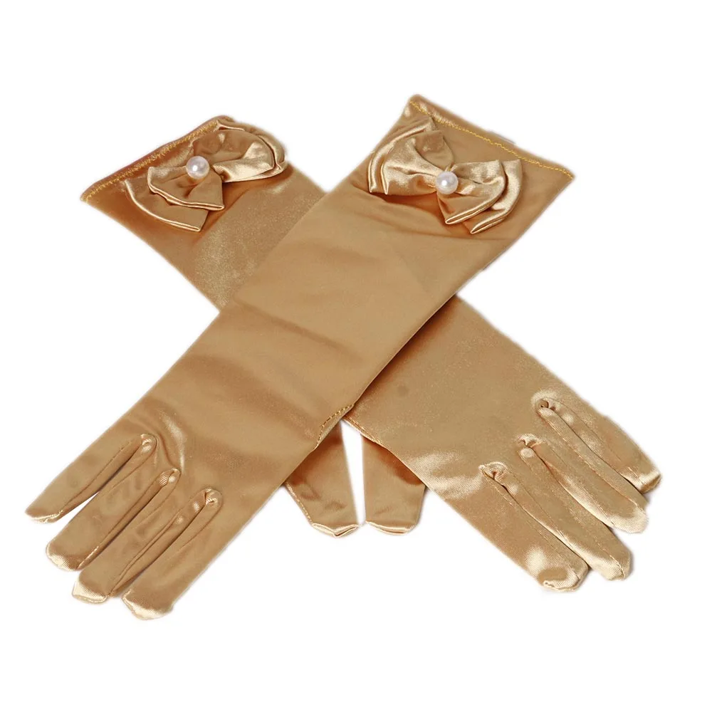 Длинные перчатки принцессы для девочек свадебное платье с бантом аксессуары