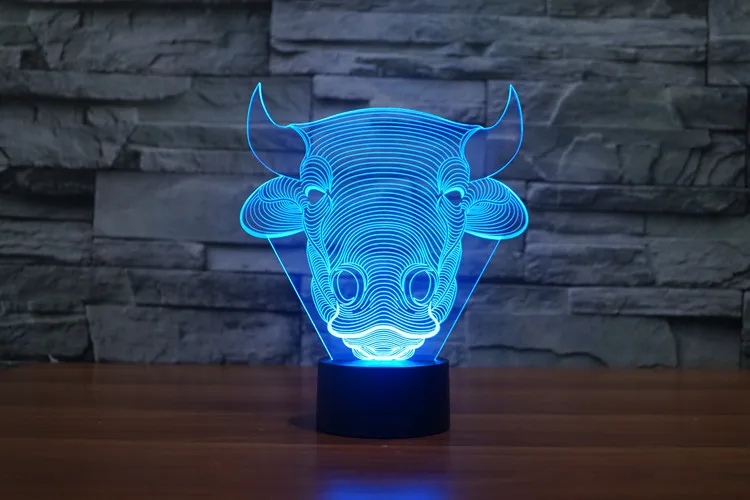 Bull настольная лампа 7 цветов Изменение Настольная 3d Новинка Led оригинальная
