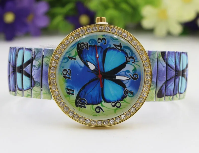 Женские часы с синей бабочкой кварцевые montre femme para mujer zegarki damskie браслет reloj bayan kol
