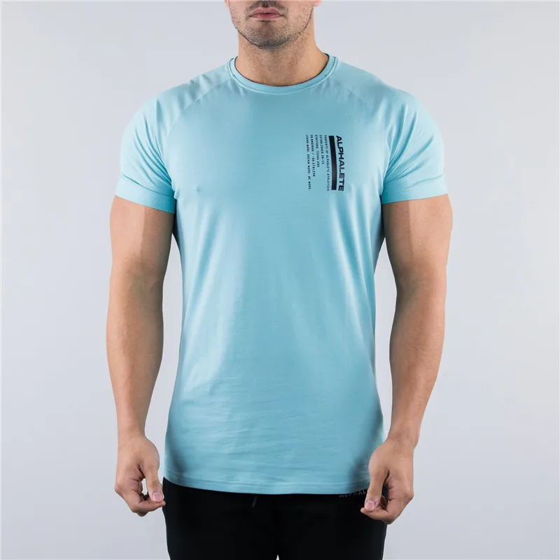 Новая хлопковая Футболка ALPHALETE itness мужские спортивные футболки с коротким