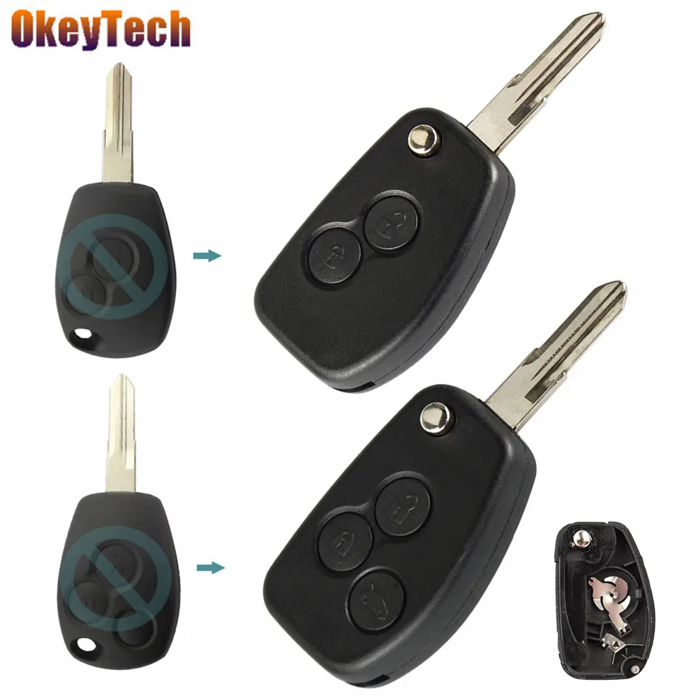 OkeyTech 2/3 кнопки модифицированный Автомобильный ключ оболочка для Renault Dacia Duster Modus