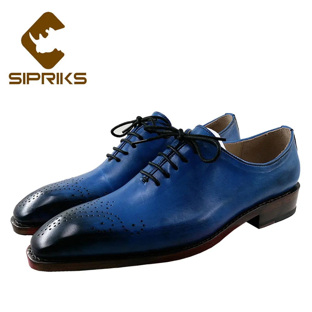 Роскошная обувь для мужчин Sipriks мужские Goodyear обшитая из телячьей кожи Цвет синий