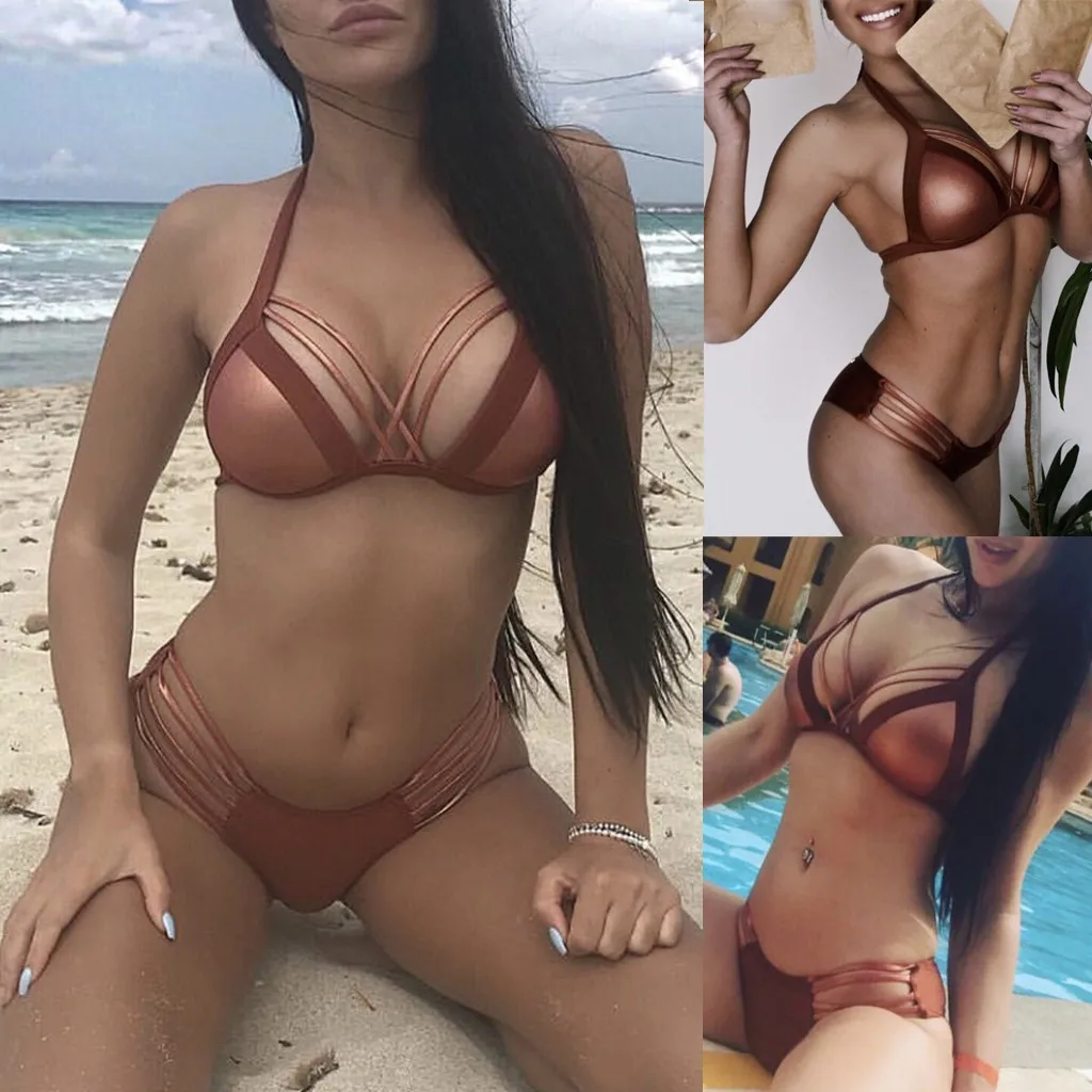 Женское Бандажное бикини с эффектом пуш ап сексуальный купальник 20