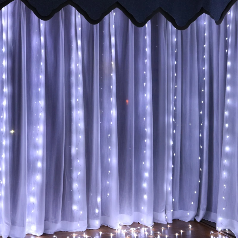 Обновлен окна Шторы Light 3X3 M 300 LED сосулька Фея огни строки гирлянда открытый для свадьбы дом, сад украшение партии